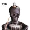 Meditation Tea Room Accessories Skeleton Incense Burner, Backflow Waterfall Cone Holder, Gothic Skull Creative Smoke Stick Holder for Halloween