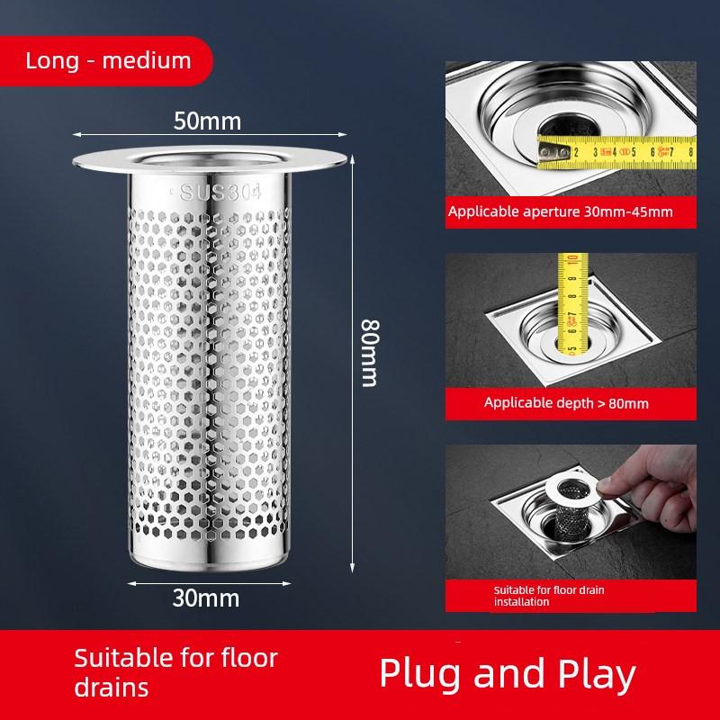 304 Stainless Steel Floor Drain Deodorizer, Sewer Filter Net, Anti-Clogging Device, Efficient Drainage, Universal for Sinks