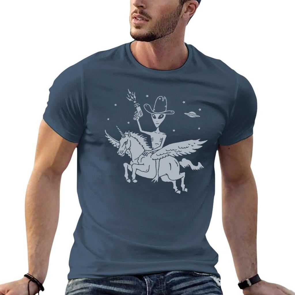Alien Riding Unicorn Funny Cool Ufo Area 51 Roswell New Mexico Weird Graphic Cryptozoology Space Cowboy TShirt