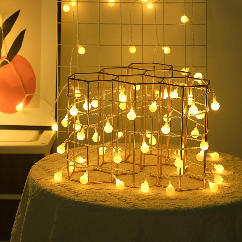 Outdoor LED White Ball String Lights for Camping, Awning, and Birthday Decorations