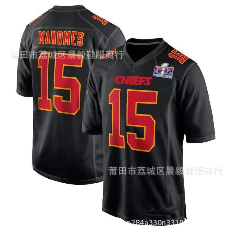 Kansas City Chiefs NFL Koszulka Piłkarska Mahomes 15 Kelce 87 Haftowana Bawełniana Męska Koszulka Sportowa Drużynowa