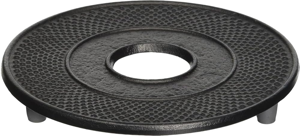 

Iwachu Ironware Pot Holder, Round Arare, Large, Black, 13.5cm, Nanbu Ironware, 17002