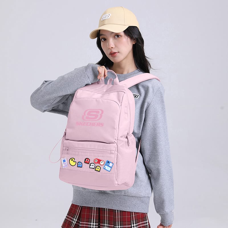Skechers Oxford Cushioning Laptop Bag Business Trip Commute Travel Backpack Versatile Backpack Unisex Ice Pink L424K129-01UJ