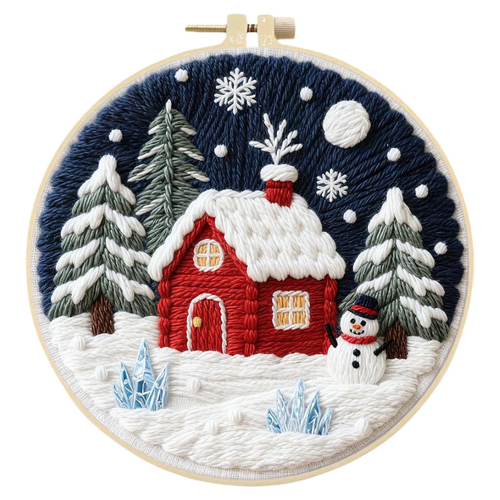 Christmas DIY Stitches Kit with Embroidery Hoop Hand Sewing Kit 29x29cm Starter Embroidery Kit for Beginners Craft Lovers Gift