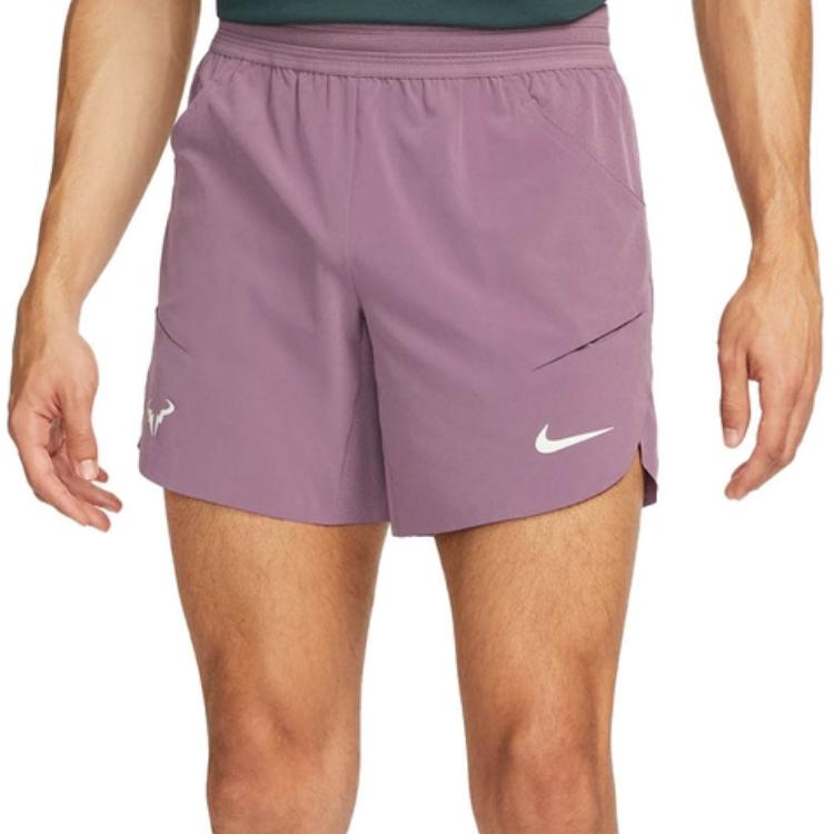 Nike Rafa Logo Cintura Elástica Perna Reta Cintura Média Shorts Casuais Masculinos roxo cinza DV2881-536