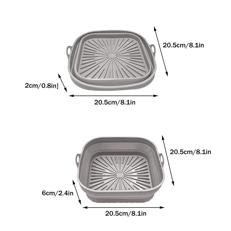 Silikonový koš do horkovzdušné fritézy Hrnec Čtvercový Skládací Horkovzdušná fritéza Trouba Pečicí plech Forma Vložka Opakovaně použitelná Bez oleje Kuchyňské vaření Příslušenství