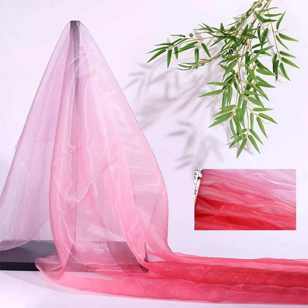 1 Yard/Width 140cm Organza Fabric Colorful Gradient Transparent Texture Voile Gauze Transition Color Mesh Fabric Designer Fabric