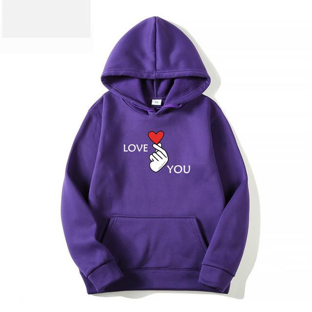 I Love You Letter Printed Hoodie Fashion Men's and Women's Sweater Brushed Super Large Couple Street Hoodie