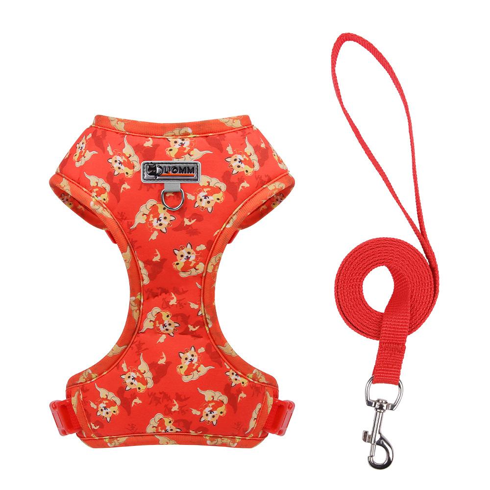 

Dog leash New Year s bright red pet chest strap Birthday Festival day dog outdoor leash walking dog S