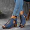 Summer Cross Roman Gladiator Elegant Thick Heel Wedge Sandals