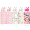 1L Insulated Water Bottle with Flip Straw and Handle Pink Bow Thermal Flask Wide Mouth Stainless Steel for Travel Gym and School