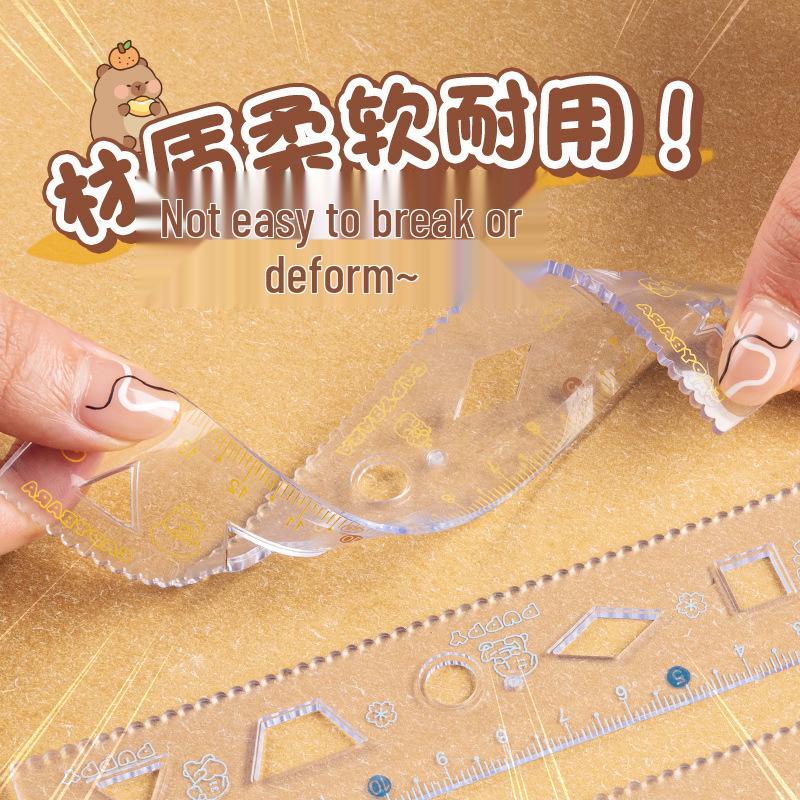 Kaba Bear 15cm Transparent Ruler Set with Wavy Edge for First Grade Students