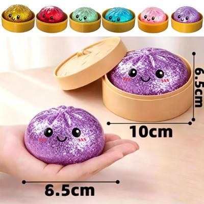 6 Stili 12 Pezzi Colorati Glitter Dumpling Glitter Dumpling Morbidi Con Scatola Dumplings Giocattolo Sensoriale da Spremere Per Giocattoli Antistress