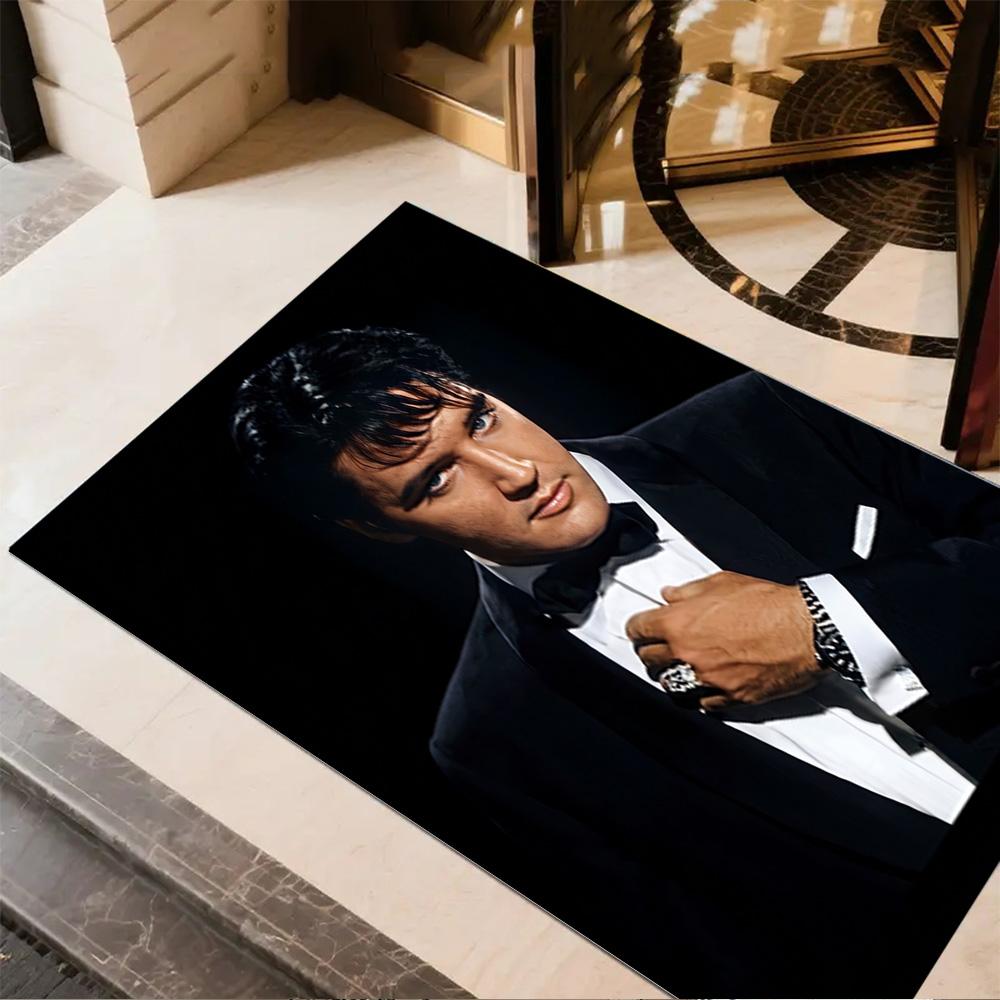 Elvis Presley Legende Bodenmatte Design für Eingangsbereich Esszimmer Spielzimmer Arbeitszimmer Rutschfeste Teppich Büro Heimdekoration Spirituelles Geschenk