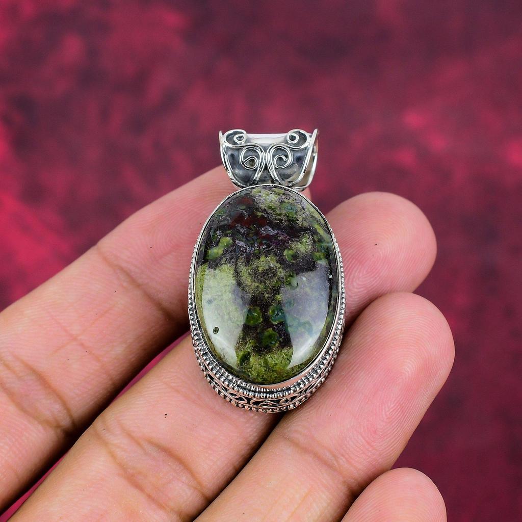 Drakblodshänge, Ädelstenssmycken 925 Sterlingsilverhänge, Gåva till kvinnor Handgjort hänge