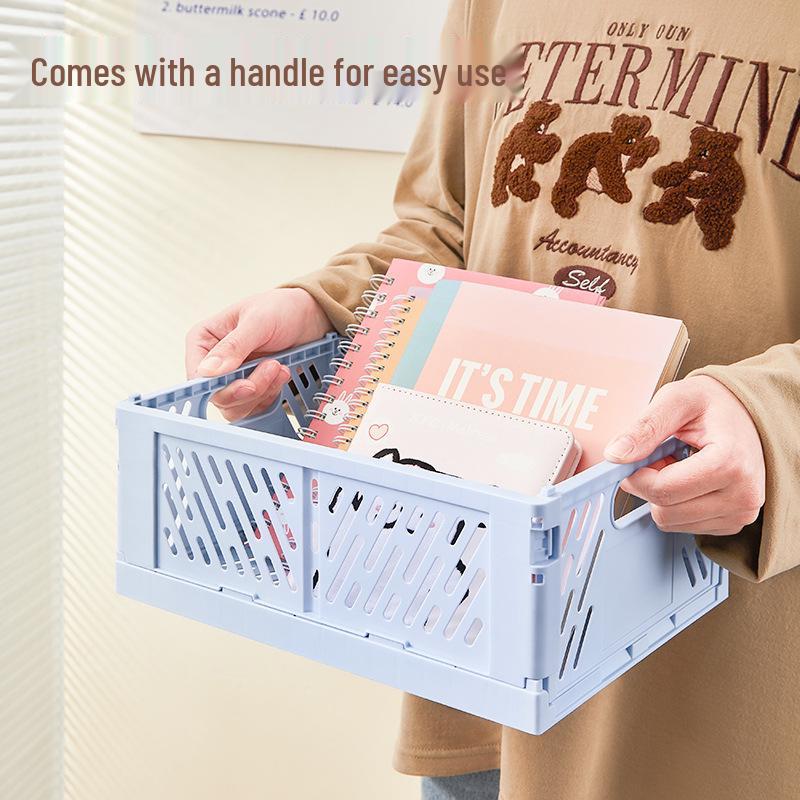 Foldable Plastic Storage Basket - Creative, Stackable Bin for Desktop, Living Room, or Refrigerator Organization