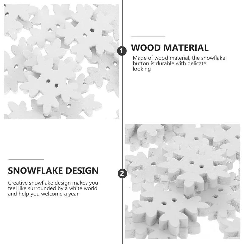 50pcs Snowflake Buttons Christmas Wooden 18mm White Buttons for Knitting Sewing DIY Scrapbook Crafts Xmas Decoration