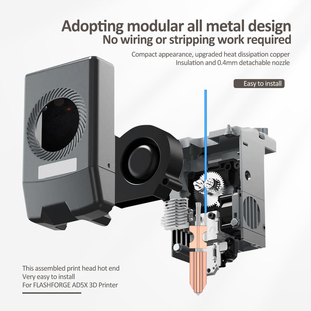 For Flashforge AD5X Nozzle Upgrade Detachable 0.4 0.6 0.25 0.8mm for Flashforge AD5X Hotend Extruder Quick Release Heater Block