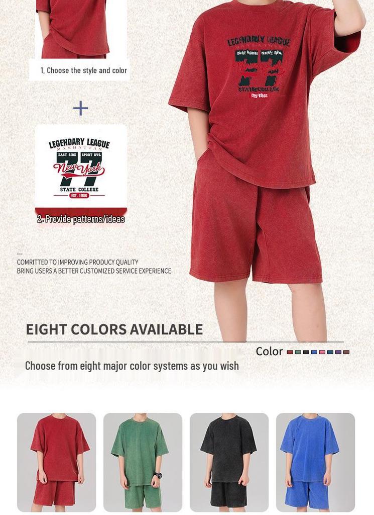 Pure Cotton Retro Short Sleeve Round Neck Loose T-Shirt for Children & Toddlers - Trendy Spring/Summer Kids' Clothing