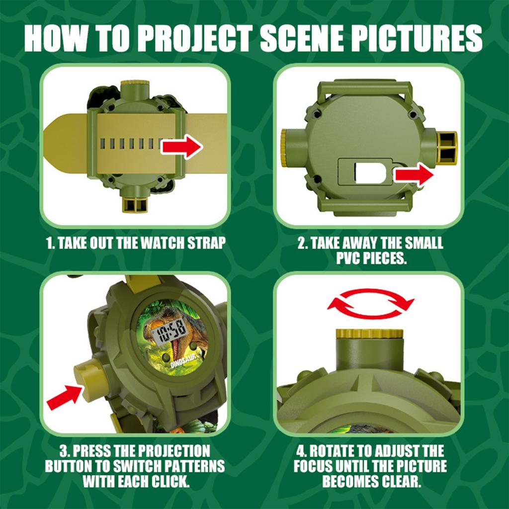 Dinosaur Watch Flashlight Projector Toys Animal Pattern Torch Educational Toys Gift