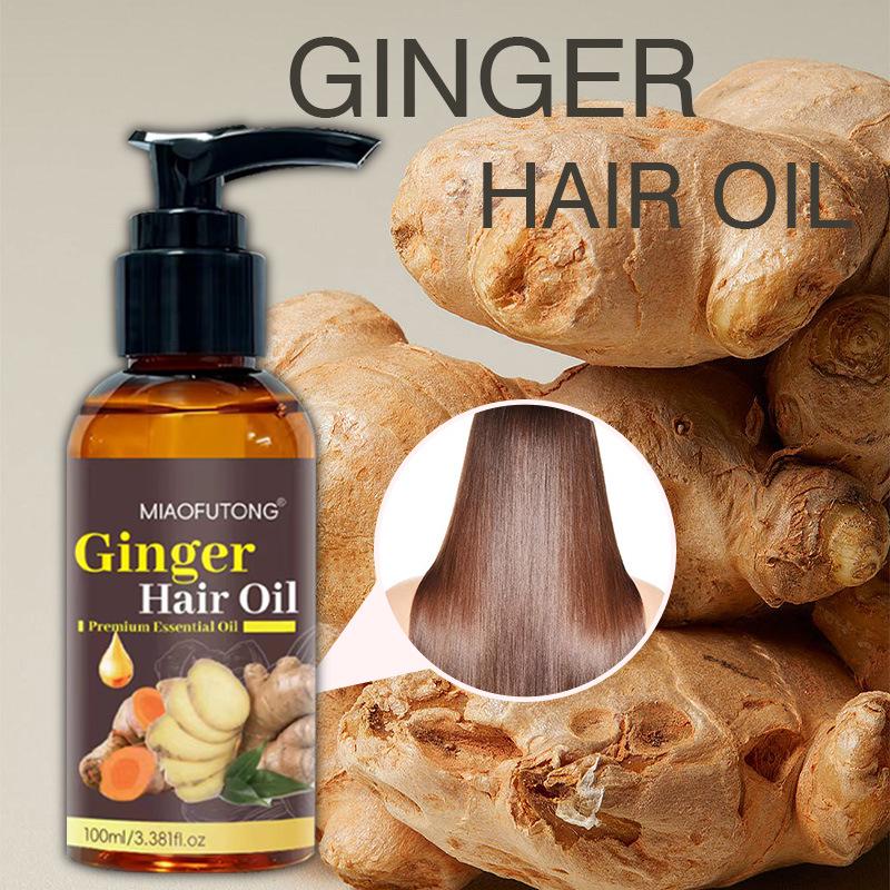 Cross-Border Hot Selling Ginger Hair Care Oil: Strengthens Follicles, Brightens, Fights Frizz, Leave-In Treatment.