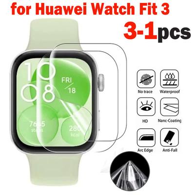 1-3Pcs Soft TPU Hydrogel Film For Huawei Watch Fit 3 Screen Protector For Huawei Watch Fit3 Full Coverage Protective Films Cover