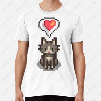 Stardew Valley Glückliche Graue Katze Premium T-Shirt Design Herren Damen Lustig Süß Mode Normal Kurzarm Baumwolle Pendler Oberteile T-Shirts