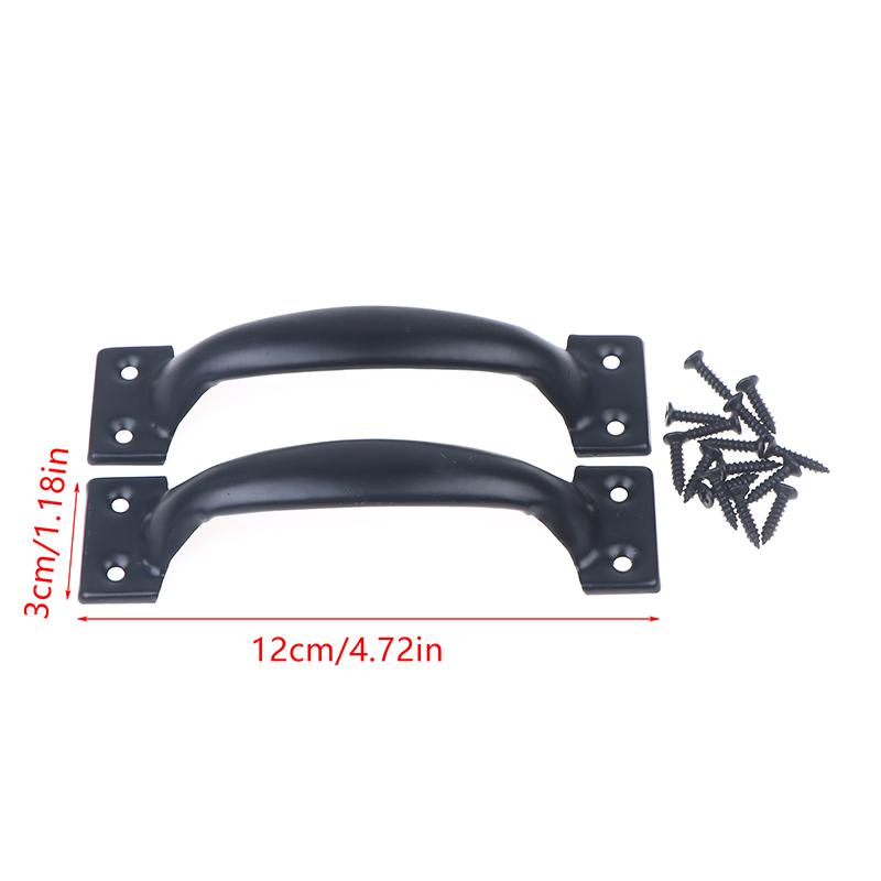 2Pcs Door Handle+8pcs Screws Iron Door Handles Gate Handle Pull For Sliding Barn Doors Gates Garages Sheds Window Pulls Knob