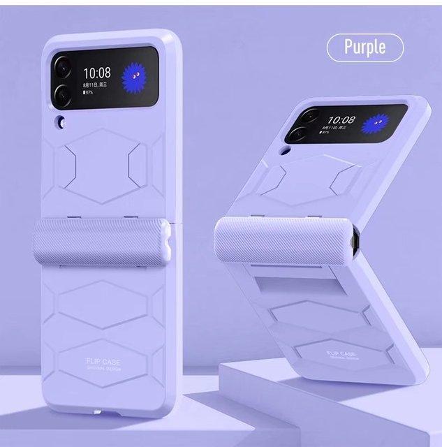 

Прочный чехол для Samsung Galaxy Z Flip 3 Flip 4, пластиковый защитный чехол на петлях Samsung Z Flip 4 фиолетовый