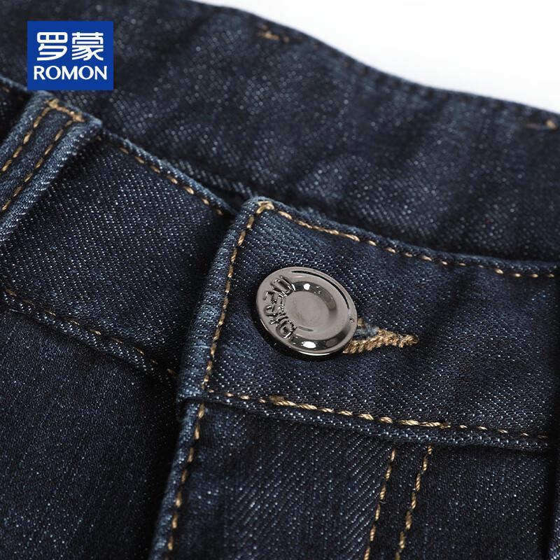 ROMON Men's Fleece-Lined Straight Fit Stretch Denim Jeans