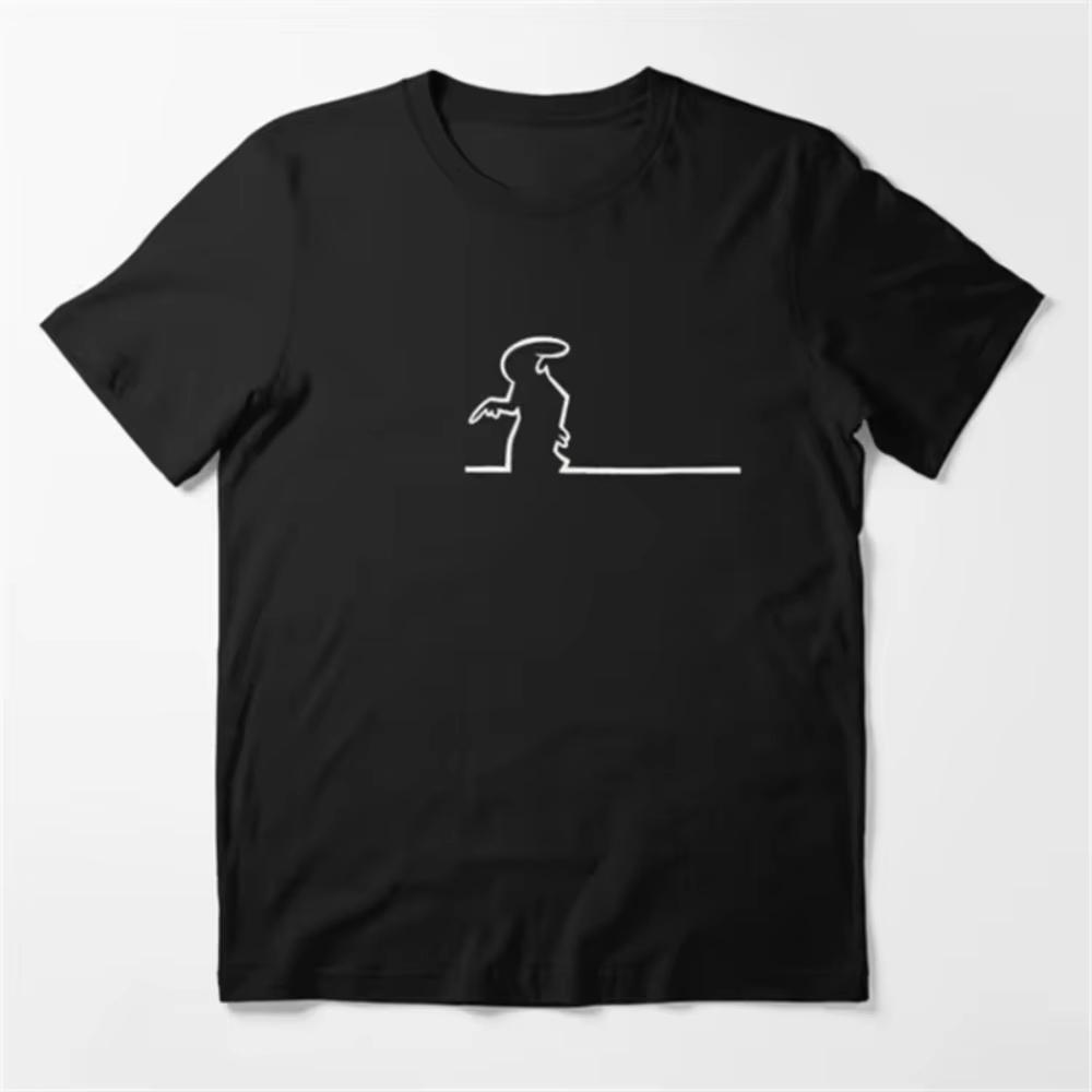 T-shirt à col rond imprimé dessin animé minimaliste créatif à manches courtes pour un look décontracté et tendance Streetwear en coton doux premium