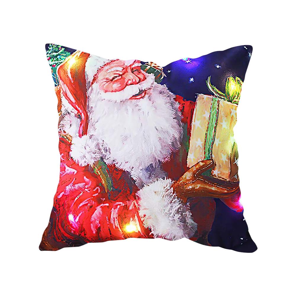 

LED Christmas Cushion Cover Xmas Decoration For Home Merry Christmas Ornament Pillowcase Navidad New Year 2025 Gifts Santa Claus