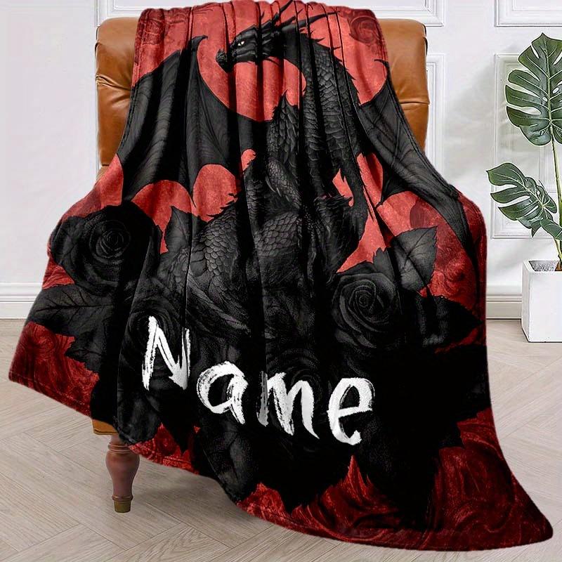 Dragon Customize Your Name Blanket Used For Chair Office Sofa Bed Camping Soft And Warm Giving Friends And Relatives Birthday Graduation Gift