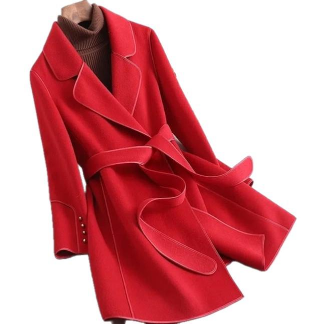 Korean-Style Woolen Coat: Women's 2025 Autumn/Winter Mid-Length Double-Sided Trendy Top