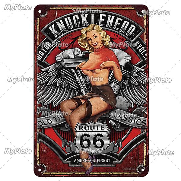 Motorcycle Garage Metal Sign Vintage Plaque Tin Sign Plate Wall Decor For Bar Man Cave Sign Pinup Girl Poster