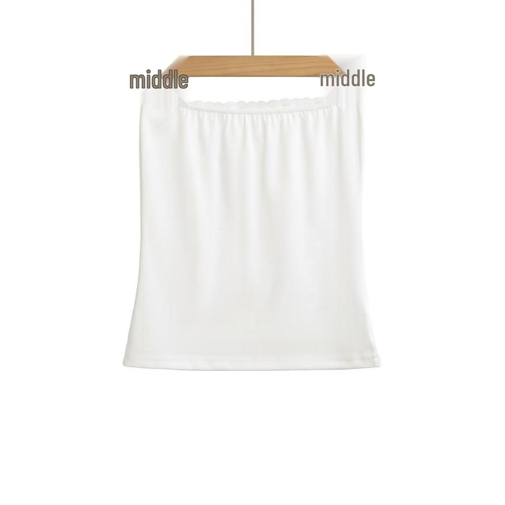 White Lace Patchwork Ballet-Style Bandeau Vest with Chest Pads - Summer Wrap Top