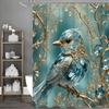 ~O~Blue Bird Tree Creative Jewel Shower Curtain, Bathroom Decorative Shower Curtain, Waterproof Shower Curtain with Hooks