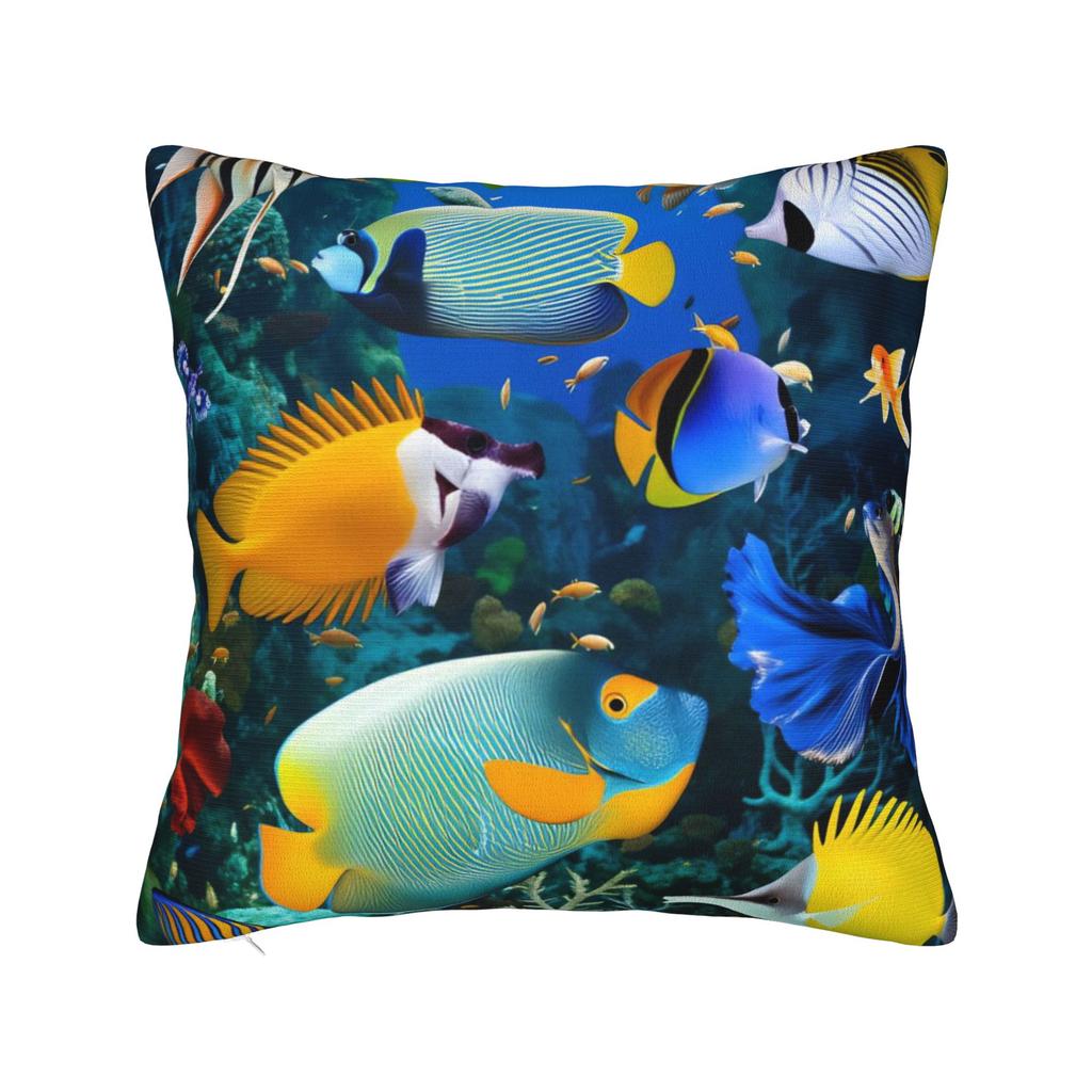 Pillow Case Beautiful Underwater World Colorful Fish Comfy Pillow Cover For Couch Sofa Bedroom Kawaii Pillowcases