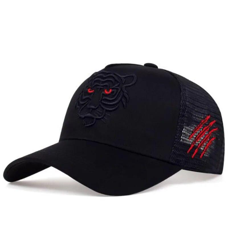 Summer Tiger Head Hat Men's Breathable Big Head Purse Seine Hat High Top Embroidered Baseball Cap Sunscreen Shade Cap