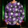 Men's Long Sleeve Hooded Sun Shirt with Christmas Print for Casual Daily Wear