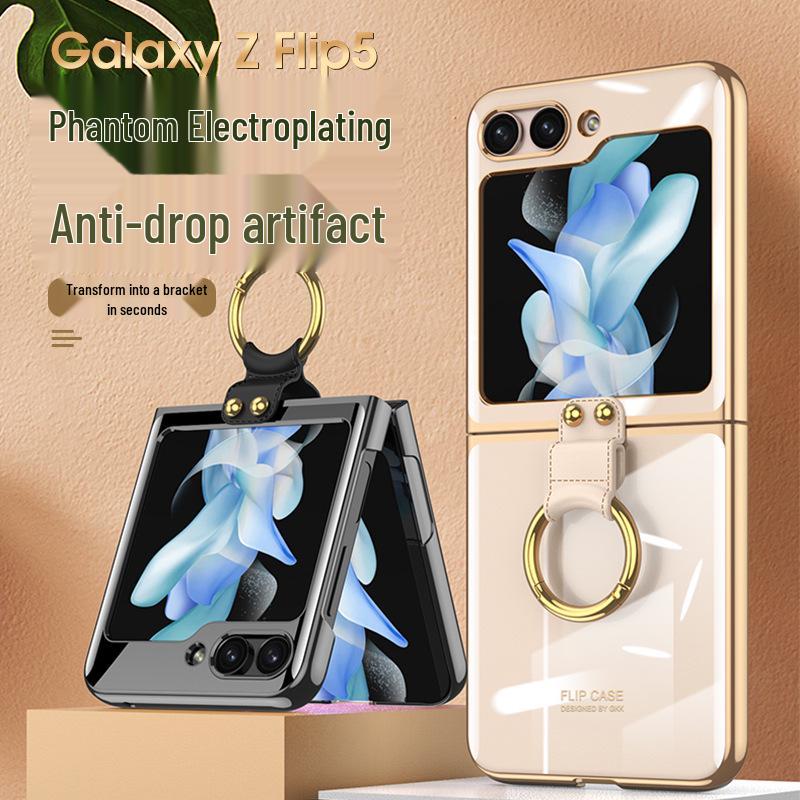 

Samsung Z Flip5 Case with Ring: Electroplated, Foldable, Anti-Fall Protection Samsung Galaxy Z Flip5 [Without Screen Protector]