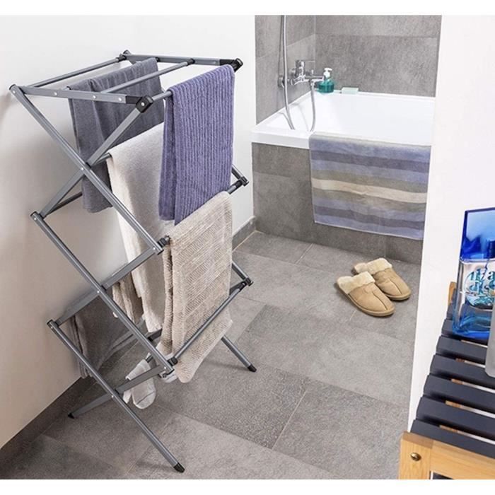 MODEZVOUS - Foldable and Extendable Metal Clothes Dryer - Foldable Drying Rack - Foldable Dryer - 3 Heights - 11 Bars - Resi[135]