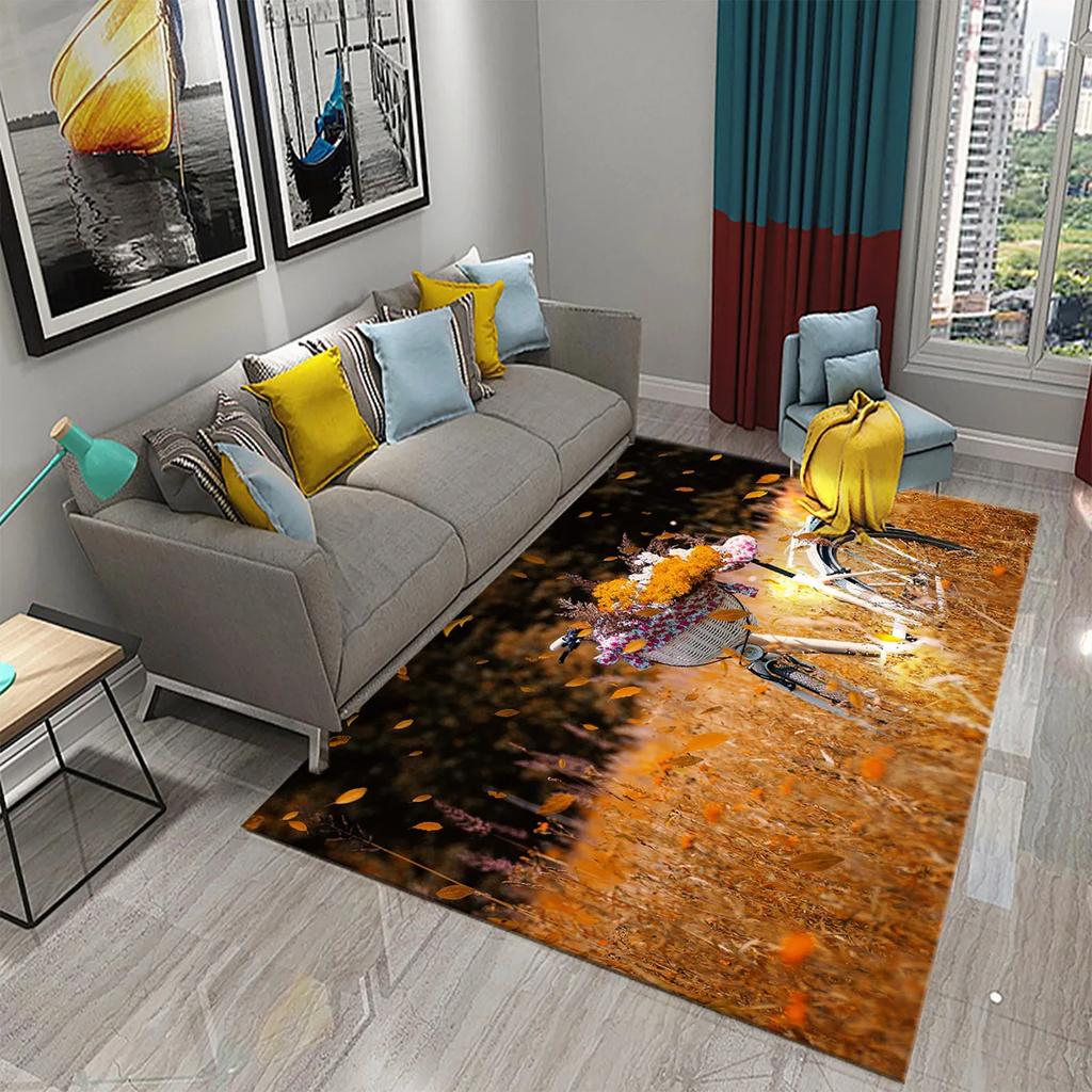 3D Vintage Flower Bicycle Carpet for Bedroom Entrance Decor Door Mat Bathroom Hallway Non-Slip Rug Decor Kitchen Living Room Mat