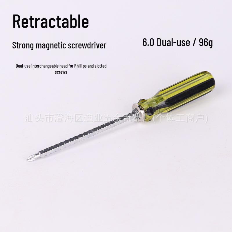 Dual-Use Magnetic Telescopic Crystal Handle Screwdriver (Cross & Flathead)