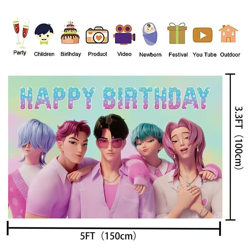Kpop Demons Hunters Saja băieți ziua de naștere fotografie fundal fete băieți fericit ziua de naștere fundal fotografie recuzită
