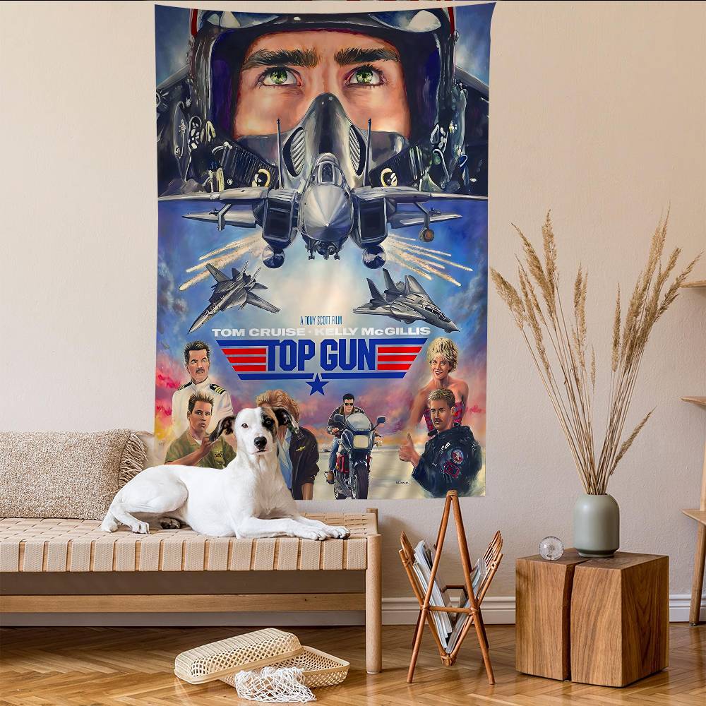 Action Movie Top Gun Cartoon Tapestry Wall Hanging Decoration Household Home Decor 100X70CM