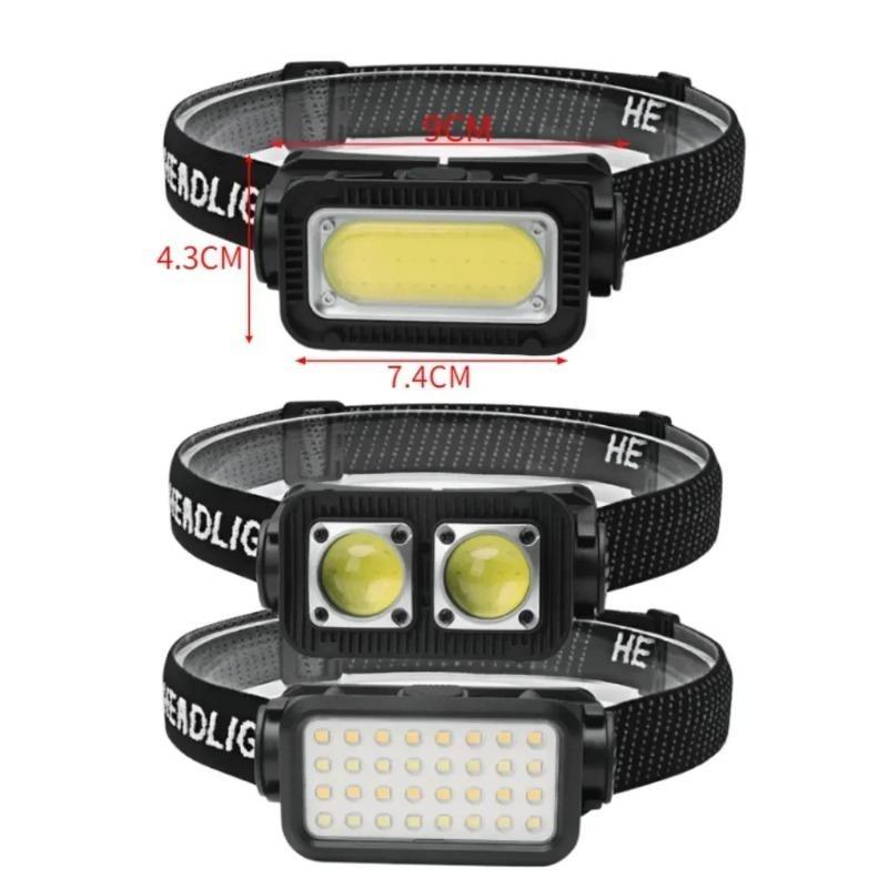 Portable Headlamp Type-C Rechargeable LED Wave Sensor Headlight Strong Light Outdoor Camping Fishing Night Running Head Lamp