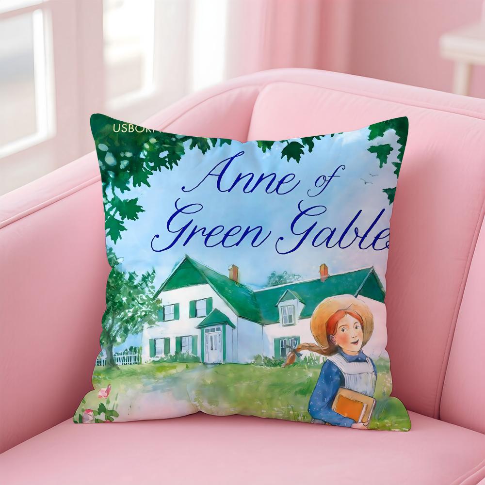 Anne of GGreen Gables Cushion Cover Linen Pillowcase Cover Soft Decor for Sofa Home Room