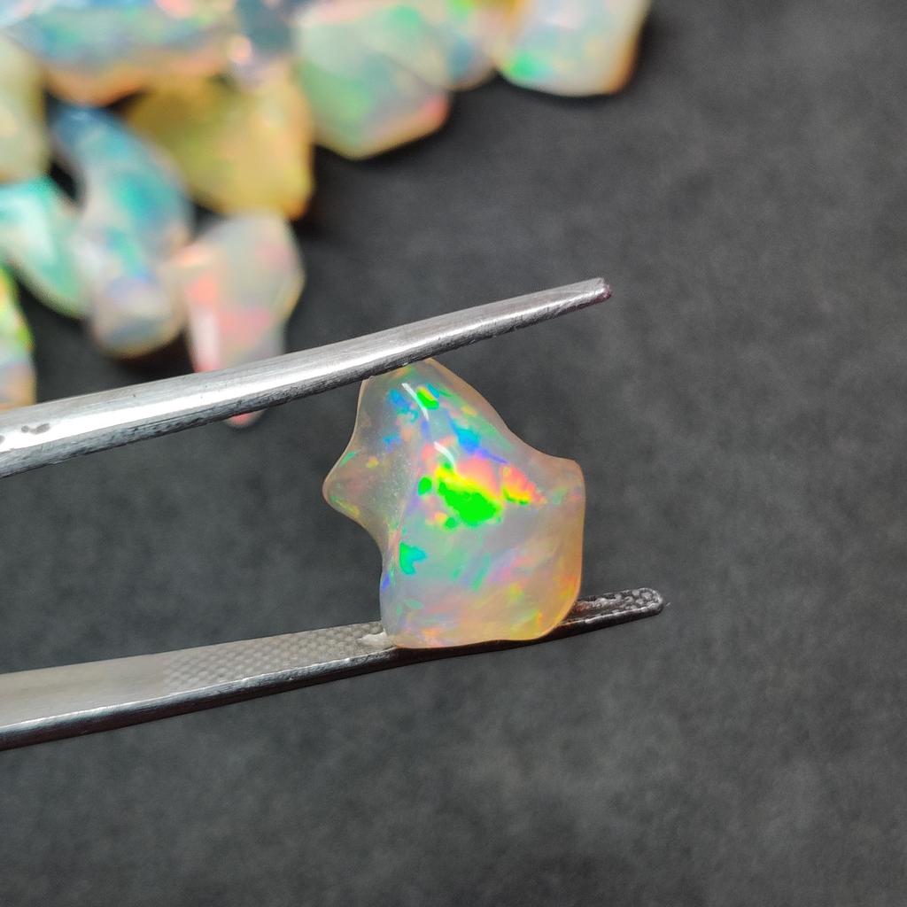 Polished White Uncut Opal Stone, Multi fire Opal, 7-15 MM Size Rough. Opal Rough Lot.