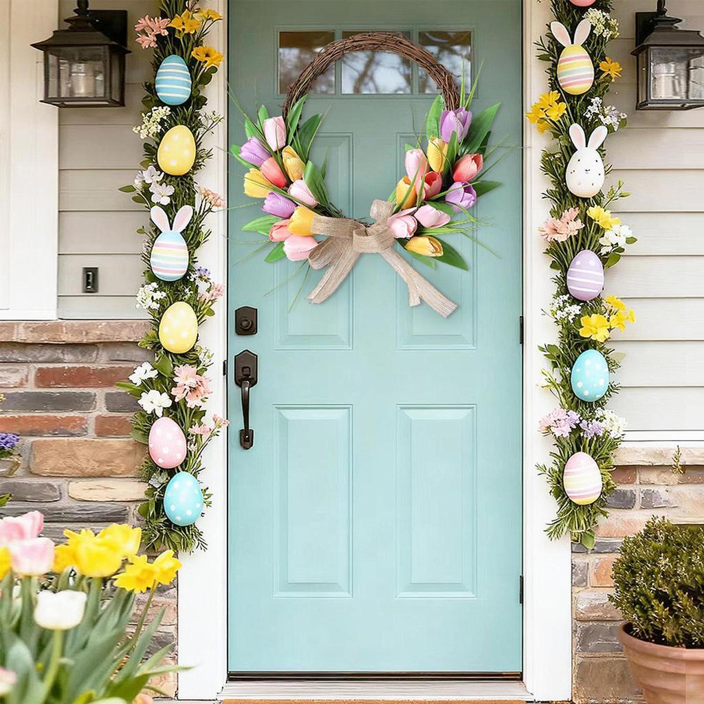 Spring Wreath Artificial Floral Decor Spring Flower Wreath for Living Room Bedroom Indoor Outdoor Home Window Wall Wedding